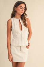 Load image into Gallery viewer, K Stretch  twill zip detail top and low rise  mini skirt