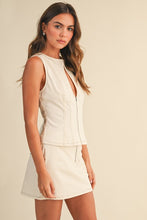 Load image into Gallery viewer, K Stretch  twill zip detail top and low rise  mini skirt