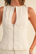Load image into Gallery viewer, K Stretch  twill zip detail top and low rise  mini skirt