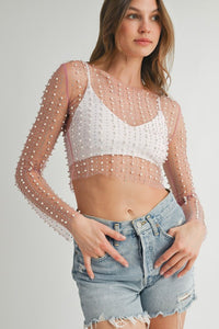 Eb mesh top with pearls