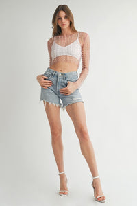 Eb mesh top with pearls