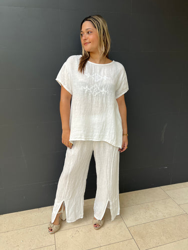 K linen 2 pcs pants set