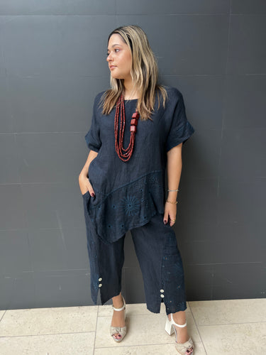 K linen navy set
