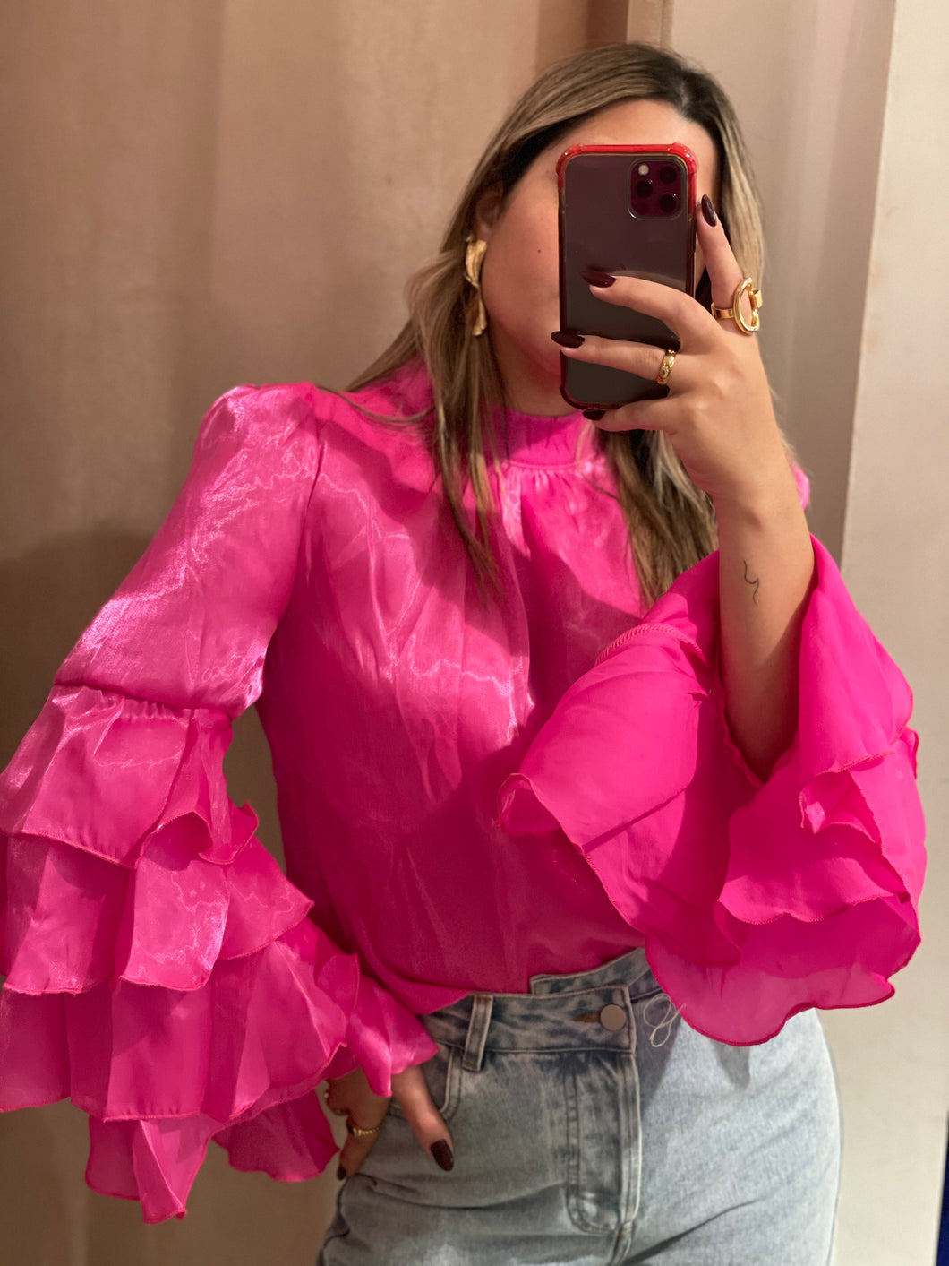 N Fushia ruffles top