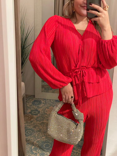 W Pleated peplum 2 pcs set