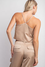 Load image into Gallery viewer, En satin cowl neck top / rhinstone straps