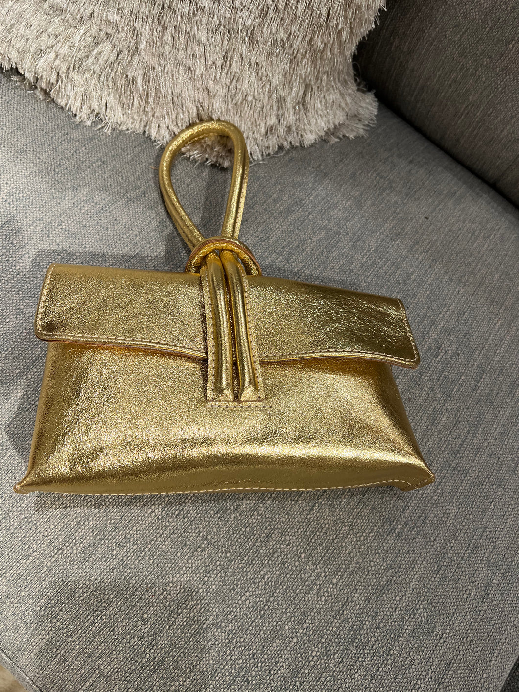 Lc leather clutch and crossbody metallic