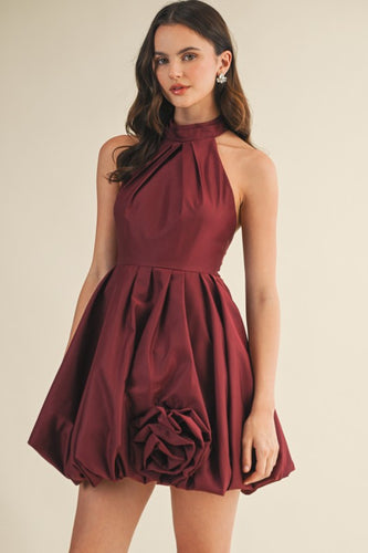 Ms bubble hem halter dress