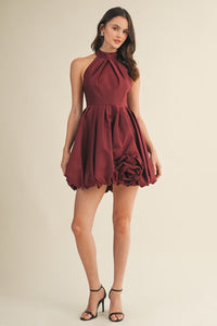 Ms bubble hem halter dress