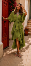 Load image into Gallery viewer, N layers v neck silk dress