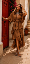 Load image into Gallery viewer, N layers v neck silk dress