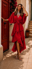 Load image into Gallery viewer, N layers v neck silk dress