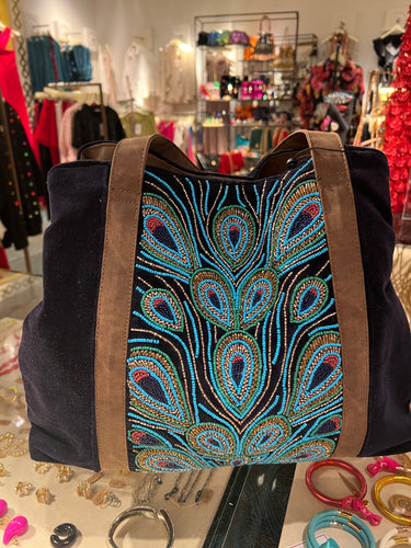 Ab Peacock suede day tote