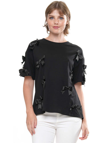 W Black bow ribbon top