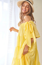 Load image into Gallery viewer, Dd shoulder Bardot yellow dress