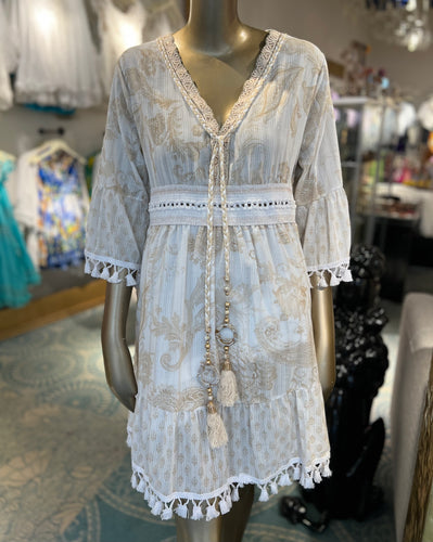 Lc boho dress wht/gold dress