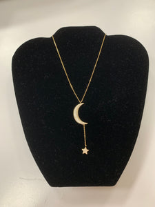 Crescent Moon and Falling Star Necklace