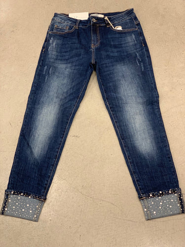 Folded Rhinestone Blue Jean