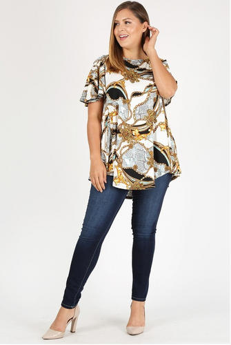 Wide Sleeves Chain Tunic Top
