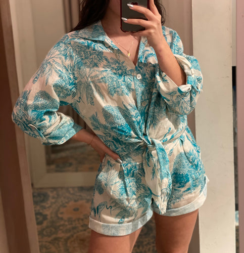 Lc stamp linen short set