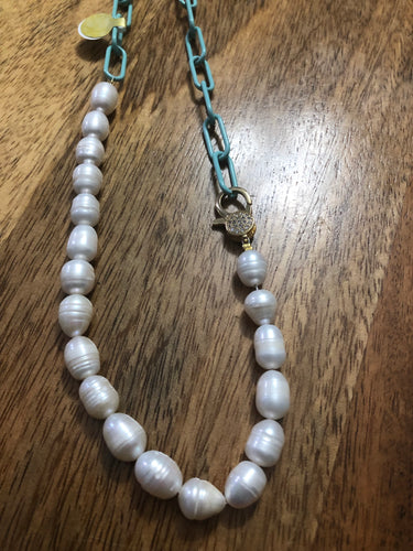 Og pearls and paper clip necklaces