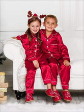 Load image into Gallery viewer, Christmas pjs in red satin