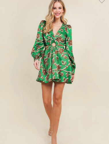 T surplice style cutout mini dress