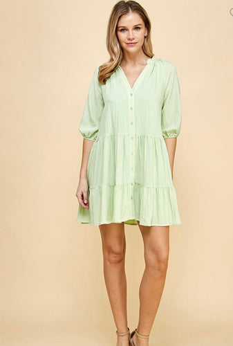 T Tiered button down dress