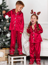 Load image into Gallery viewer, Christmas pjs in red satin