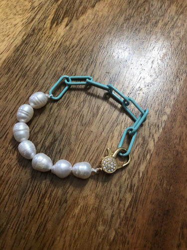 Oh pearls and paper clip bracelet