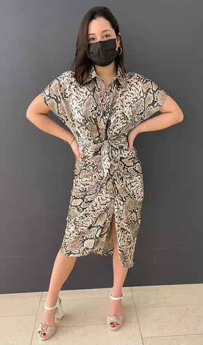 Db button down-front tie detail dress