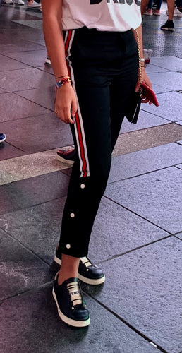 Black Pants with Side Red Lines