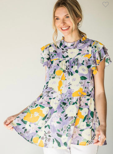 J print cap sleeve top