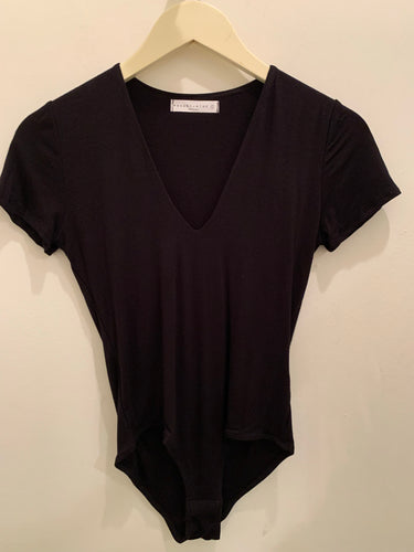 W v neck double layered body suit