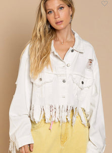 P Denim jacket fringe details