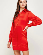 Load image into Gallery viewer, St top stitch satin shirt dress