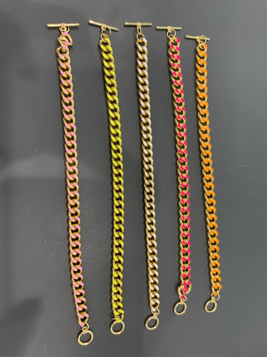Og enamel curb chain bracelet