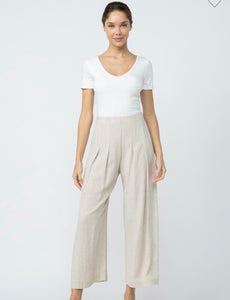 W linen palazzo elastic pants