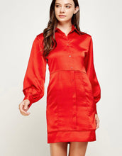 Load image into Gallery viewer, St top stitch satin shirt dress