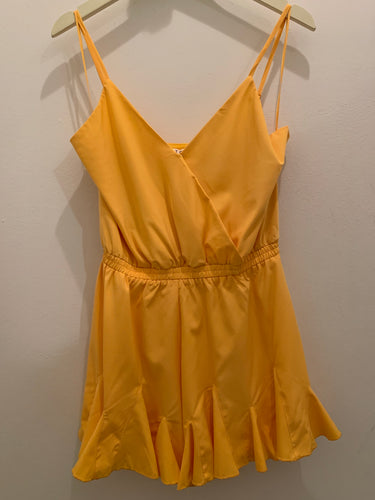 T yellow romper with flowy skirt