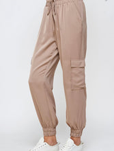 Load image into Gallery viewer, Taupe Satin Jogger Pants