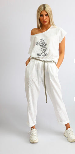 Italian  white mickey top