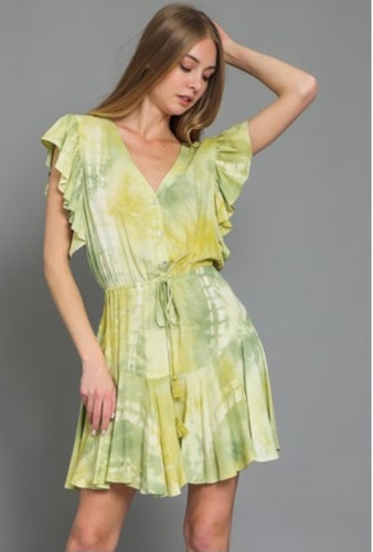 Lime multi flowy dress