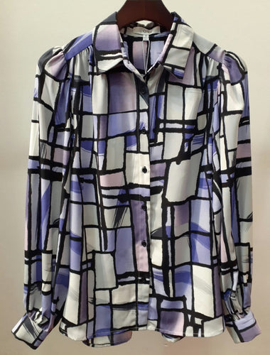 O cube print lavander shirt