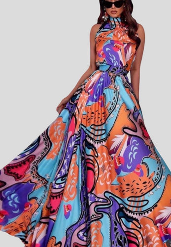 F maxi print dress