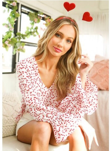 V mini heart long sleeve top