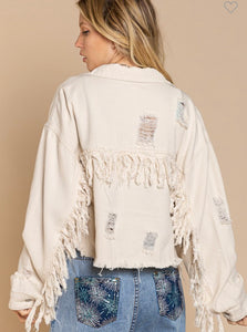 P Denim jacket fringe details