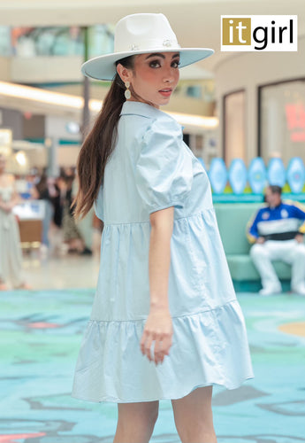 T Poplin baby blue dress