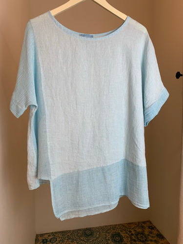 Linen asymmetrical and mesh top