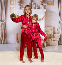 Load image into Gallery viewer, Christmas pjs in red satin